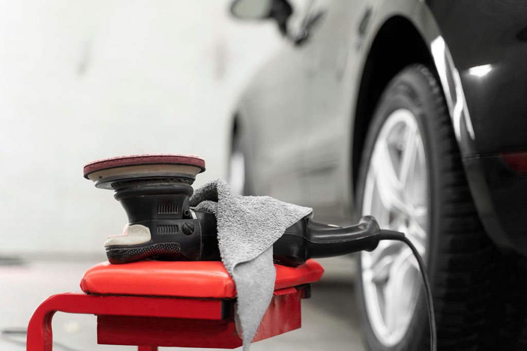 Close up car care process